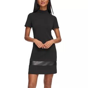 Karl Lagerfeld Black Mini Dress with leather Hem